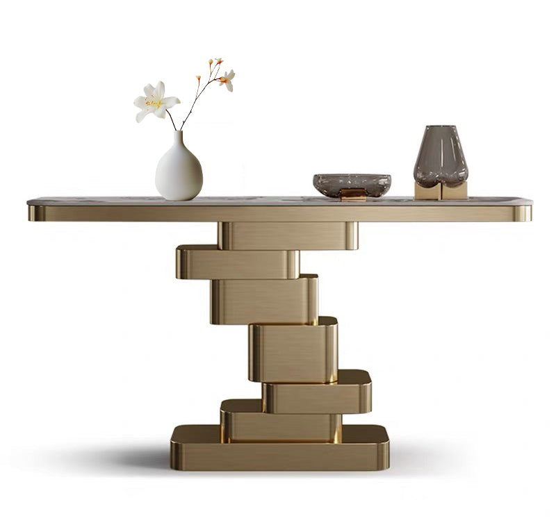 High-grade stainless steel marble entrance decoration console table