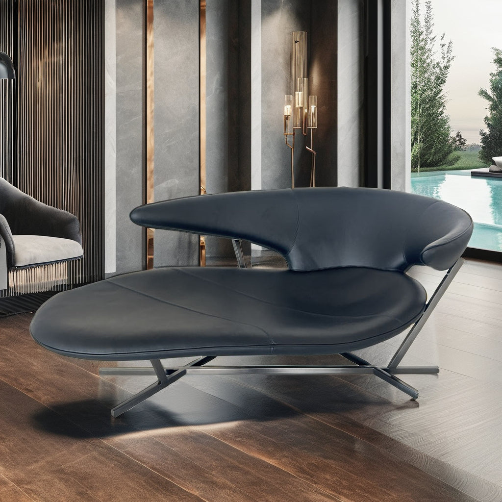 Simple leather sofa lobster shape single recliner with backrest