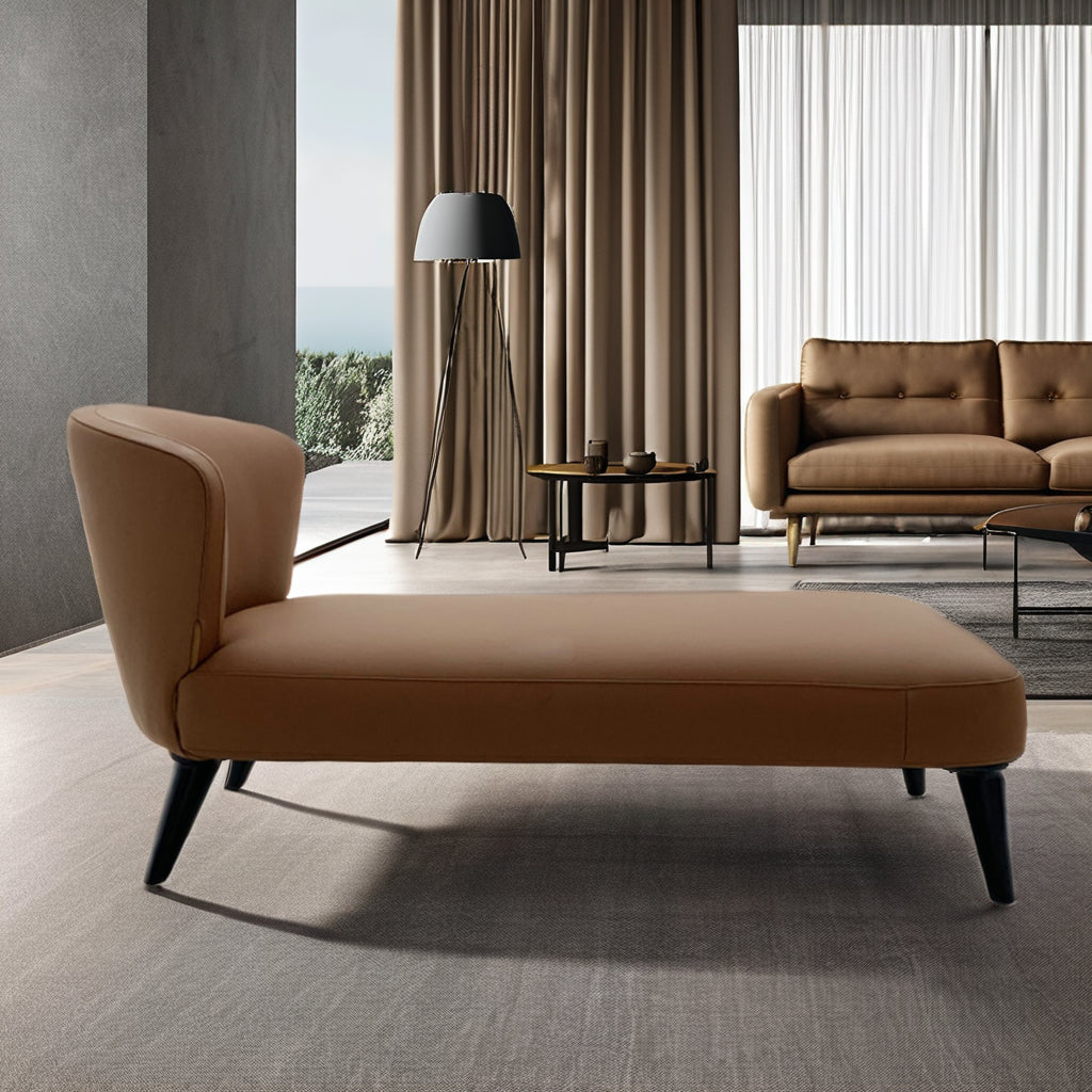 Canapé méridienne en cuir simple de style italien, adapté aux chambres d'hôtel, aux chambres à coucher et aux salons