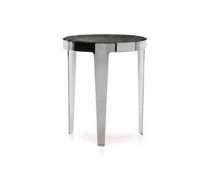 Mesa de té pequeña/mesa auxiliar de sofá de acero inoxidable y vidrio artístico