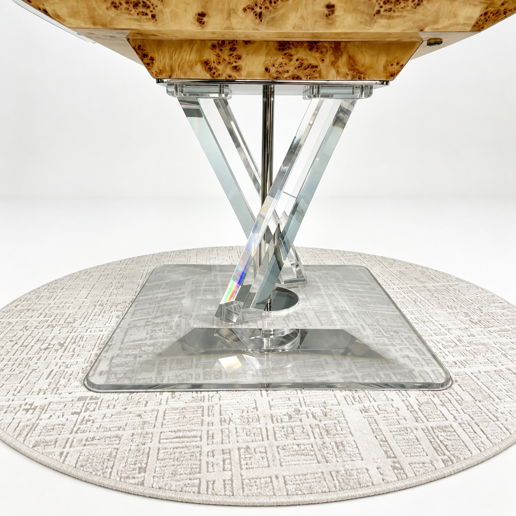 Automatic Mahjong Table - Natural Burl Wood Veneer & Clear Acrylic