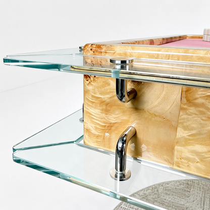 Automatic Mahjong Table - Natural Burl Wood Veneer & Clear Acrylic