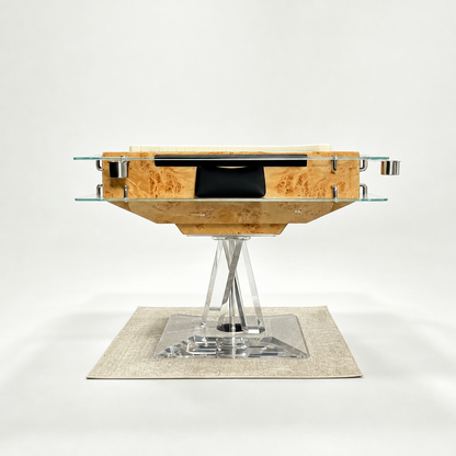 Automatic Mahjong Table - Natural Burl Wood Veneer & Clear Acrylic