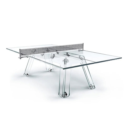 Table de ping-pong entièrement en verre, adaptée à l'intérieur et à l'extérieur