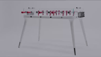 White Solid Wood Legs Glass Soccer Table