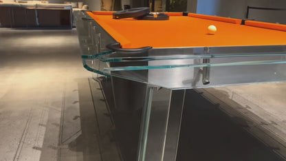 Mesa de billar de cristal color naranja
