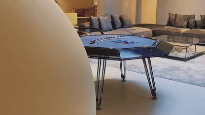 Mesa de póquer de cristal para ocho personas