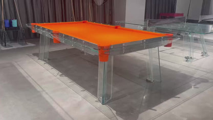 Mesa de billar de bolsillo de vidrio color naranja de 7 pies, 8 pies y 9 pies
