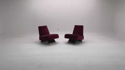 Sillón de ocio de tela roja de alta calidad con respaldo