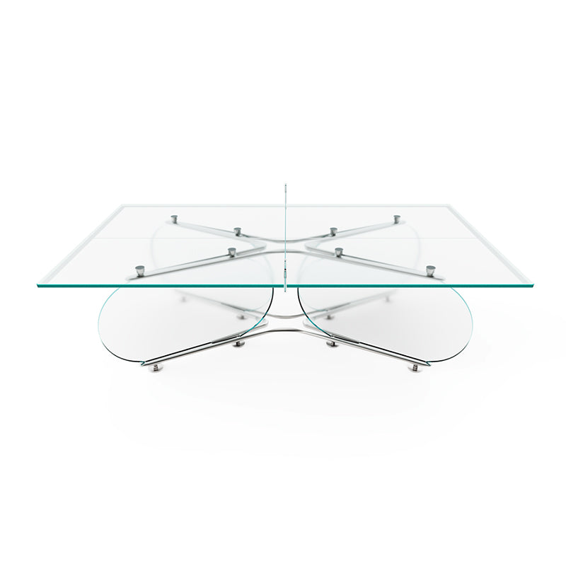 Mesa de ping pong de cristal con base redonda