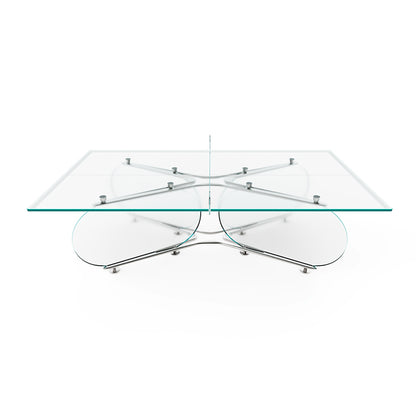 Mesa de ping pong de cristal con base redonda