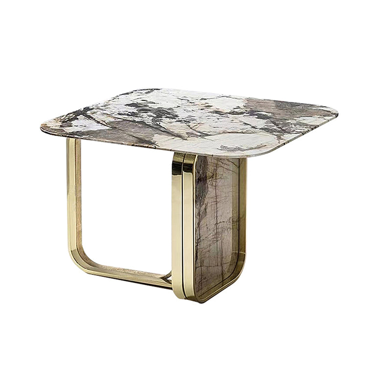 Mesa de centro de mármol de lujo moderna Mesa de centro cuadrada con tapa de mármol