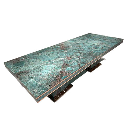 Mesa de comedor de lujo de mármol verde amazónico para hoteles y villas