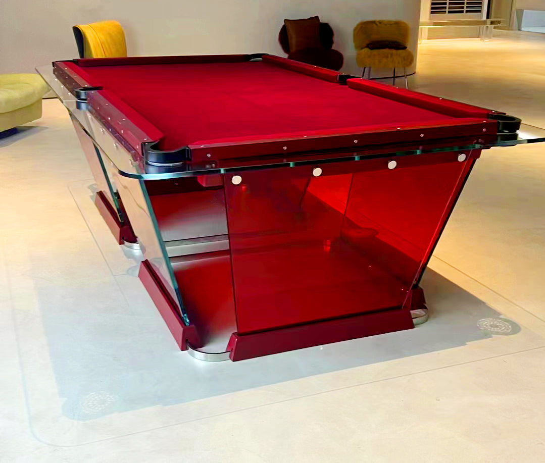 Mesa de billar de cristal rojo modelo TK de 7 a 9 pies para interiores