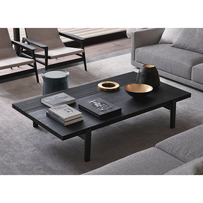 Simple Black Solid Wood Coffee Table For Living Room