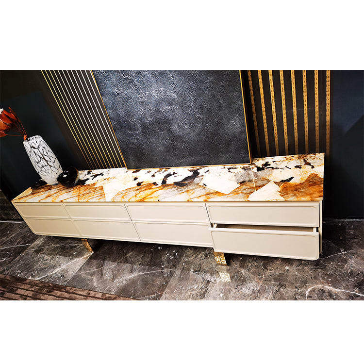 Customized Luxury Natural Marble Table Top Tv Stand