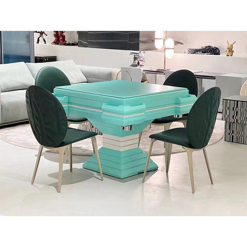 Mesa de mahjong automática con torre azul