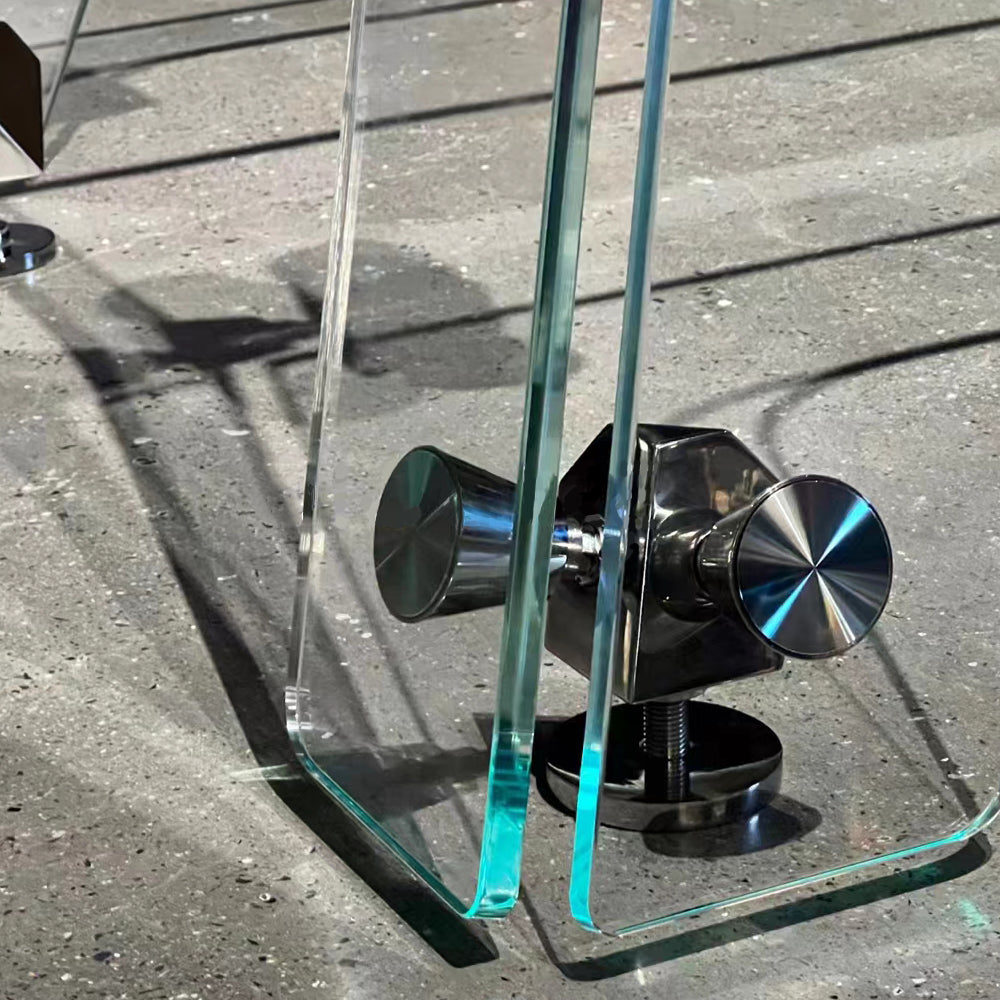 Mesa de ping pong de cristal, apta para interior y exterior.