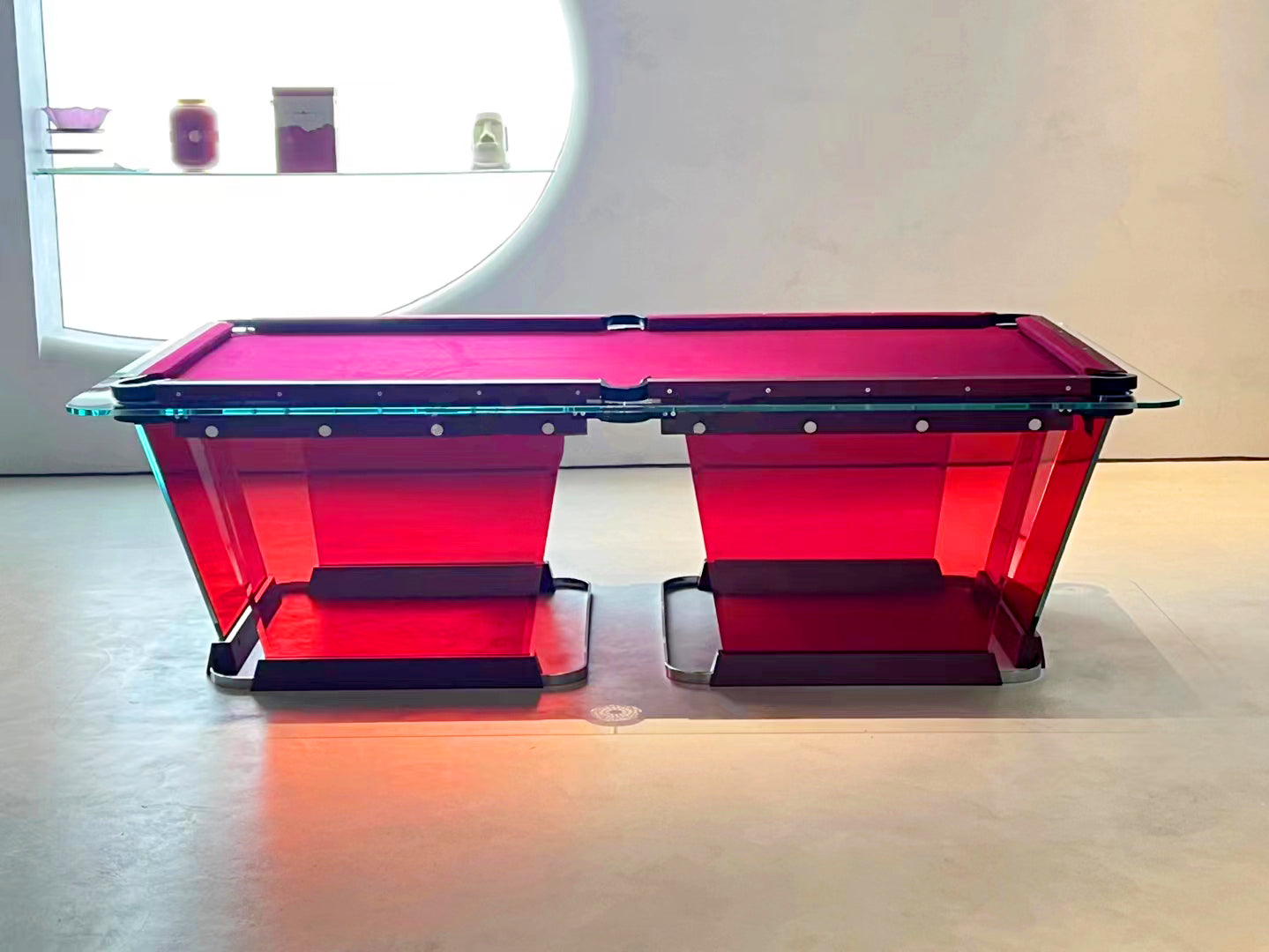 Mesa de billar de cristal rojo modelo TK de 7 a 9 pies para interiores