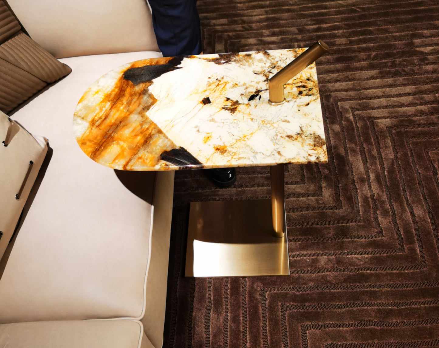 Customized Luxury Natural Marble Table Top Tv Stand