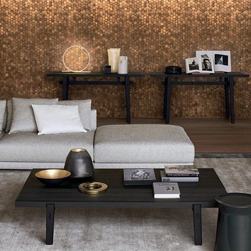 Simple Black Solid Wood Coffee Table For Living Room
