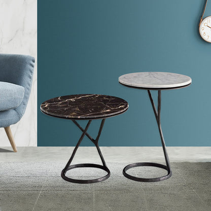Mesa de centro de mármol de diseño exclusivo en blanco y negro