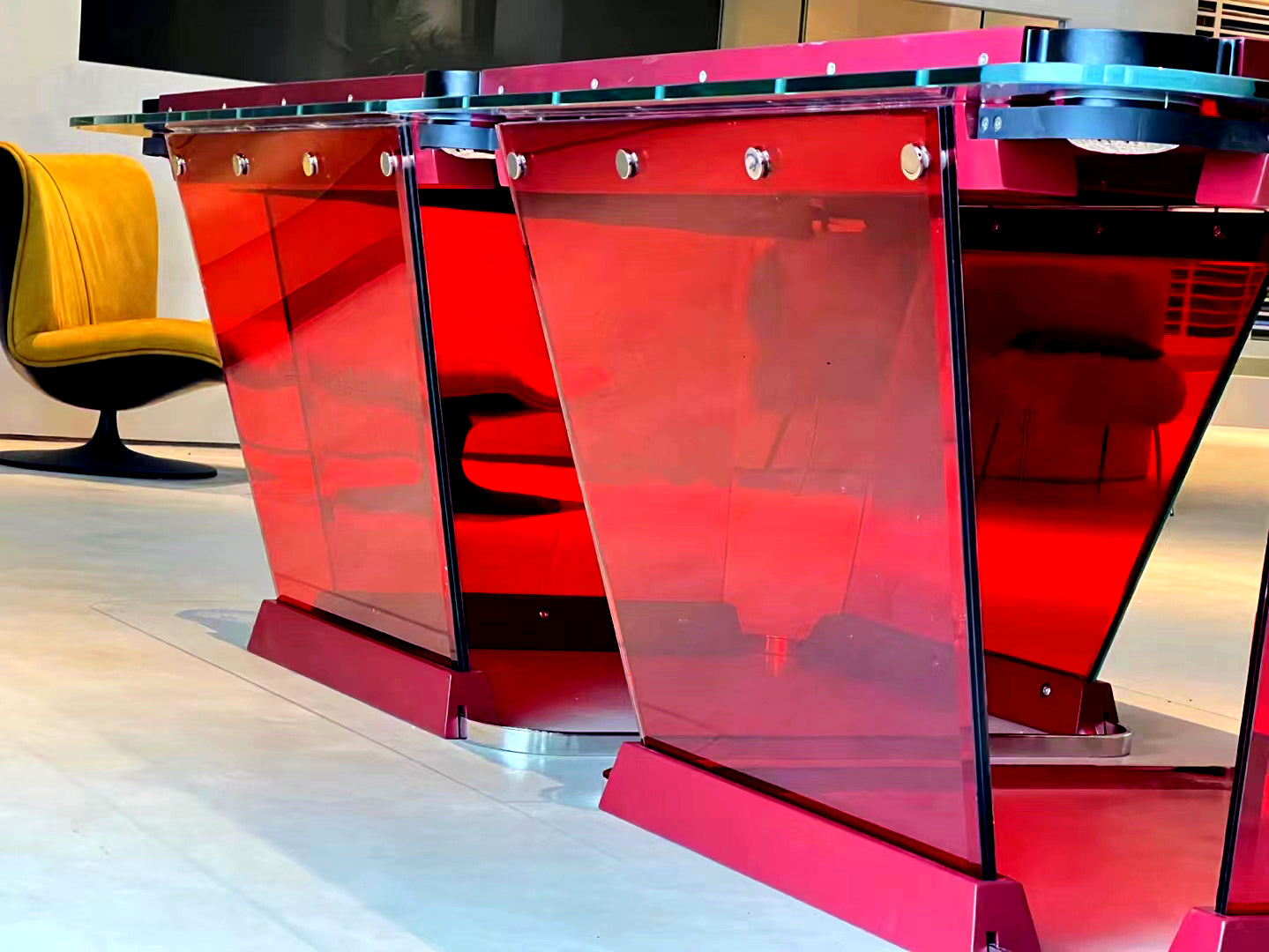 Mesa de billar de cristal rojo modelo TK de 7 a 9 pies para interiores