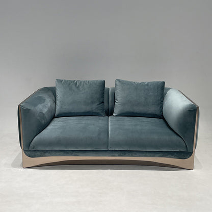 Canapé double moderne en cuir mat italien bleu de luxe super doux