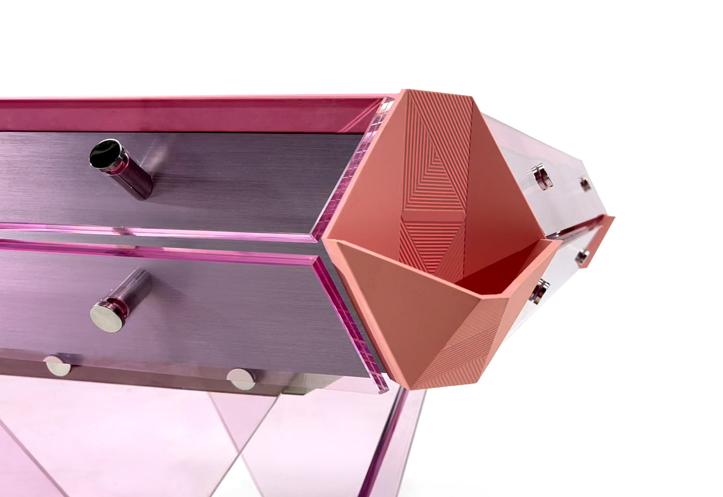 Mesa de mahjong automática de cristal rosa