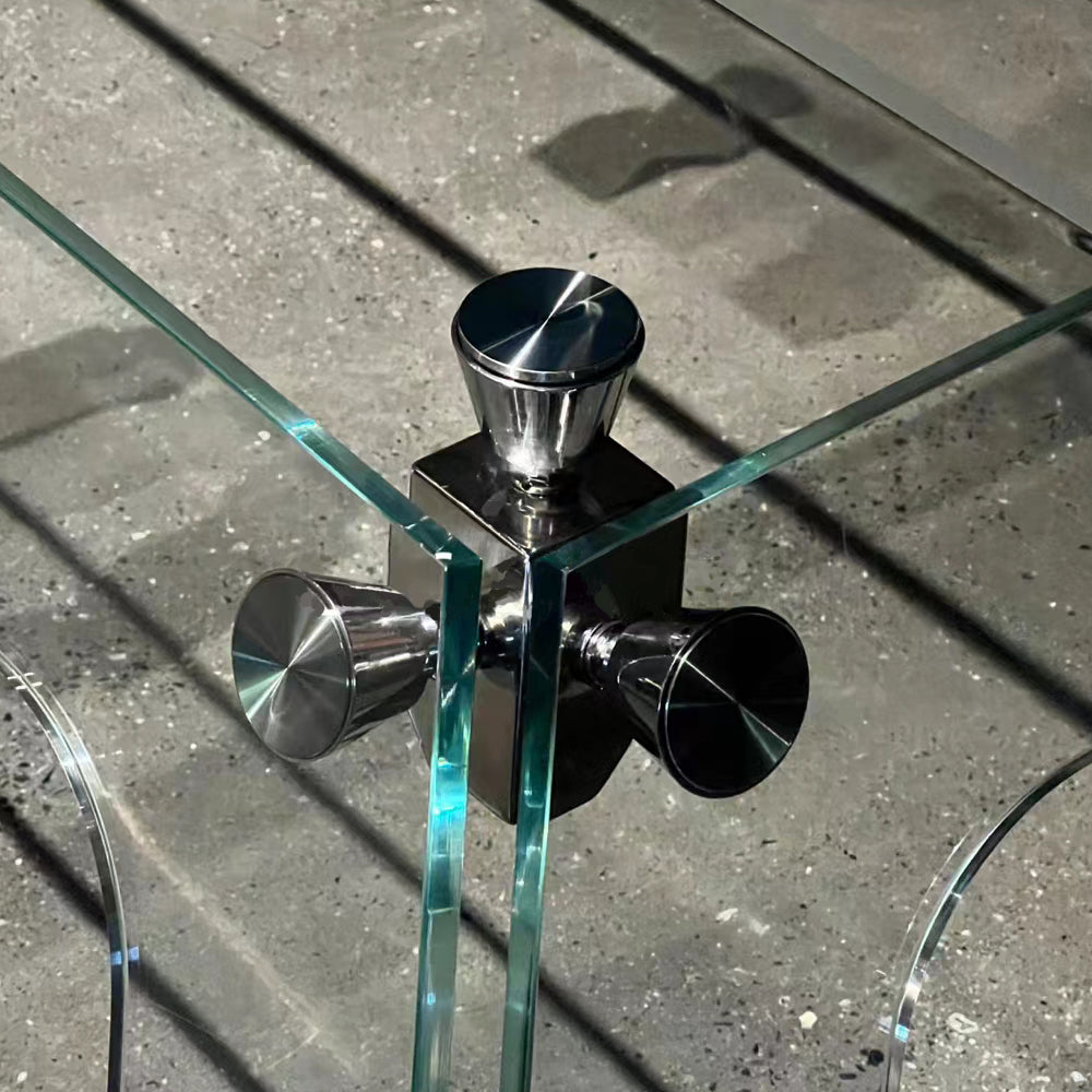 Mesa de ping pong de cristal, apta para interior y exterior.