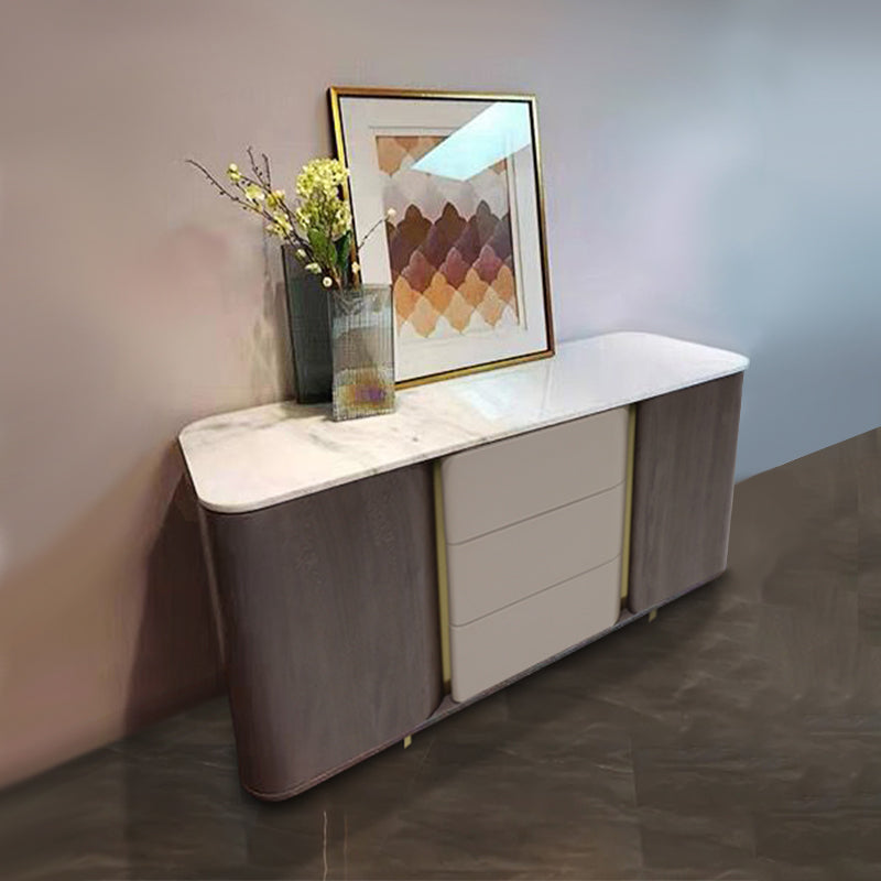 Natural marble tabletop leather interior large capacity cabinet