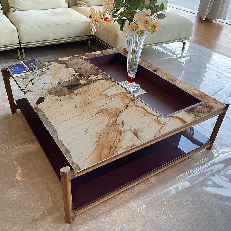 Mesa de centro cuadrada de mármol natural, se pueden personalizar muchos tipos de mármol