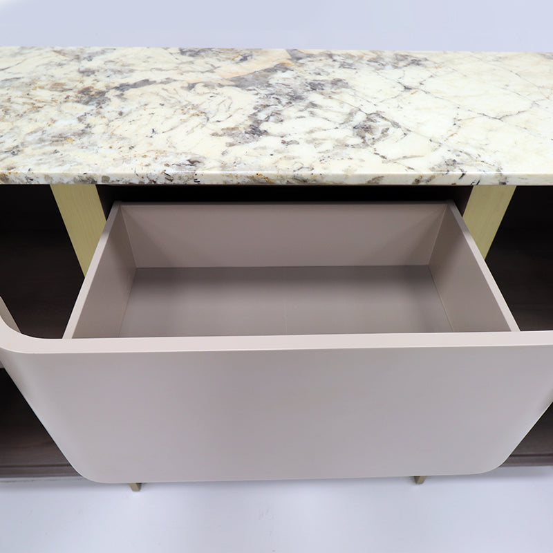 Natural marble tabletop leather interior large capacity cabinet