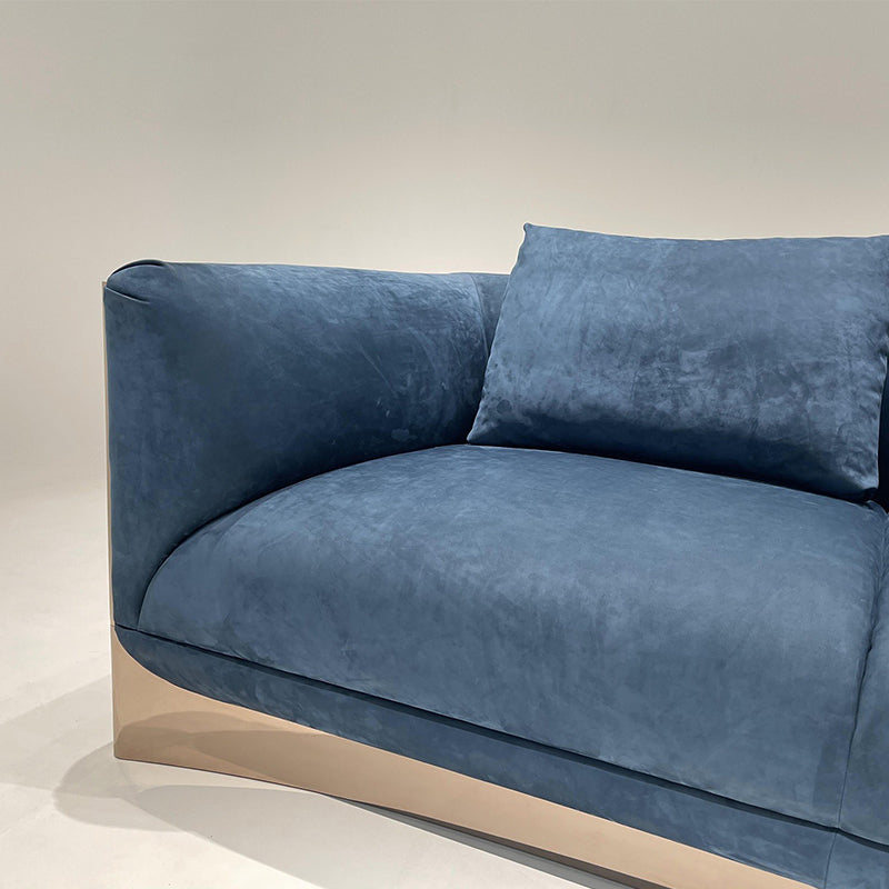 Canapé double moderne en cuir mat italien bleu de luxe super doux