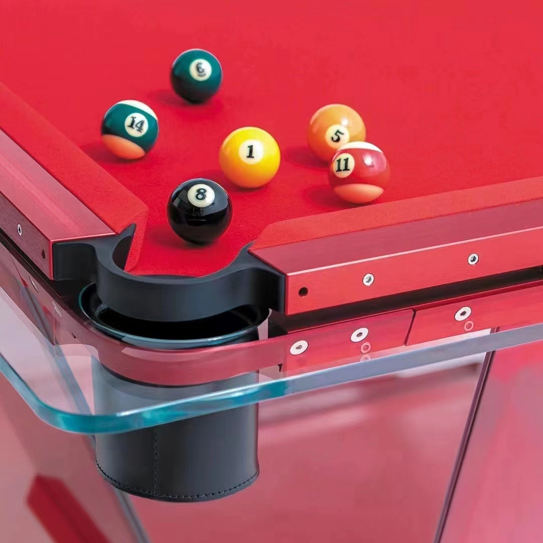 Mesa de billar de cristal rojo modelo TK de 7 a 9 pies para interiores