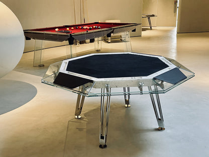 Mesa de póquer de cristal para ocho personas