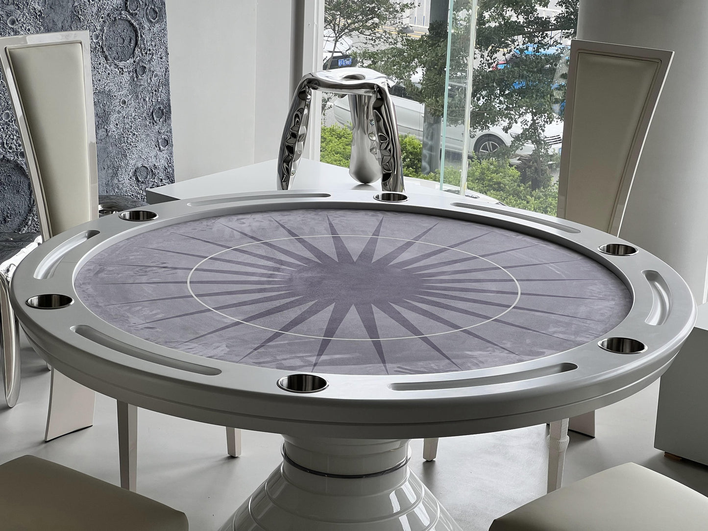 Table de jeu ronde de luxe pour six personnes