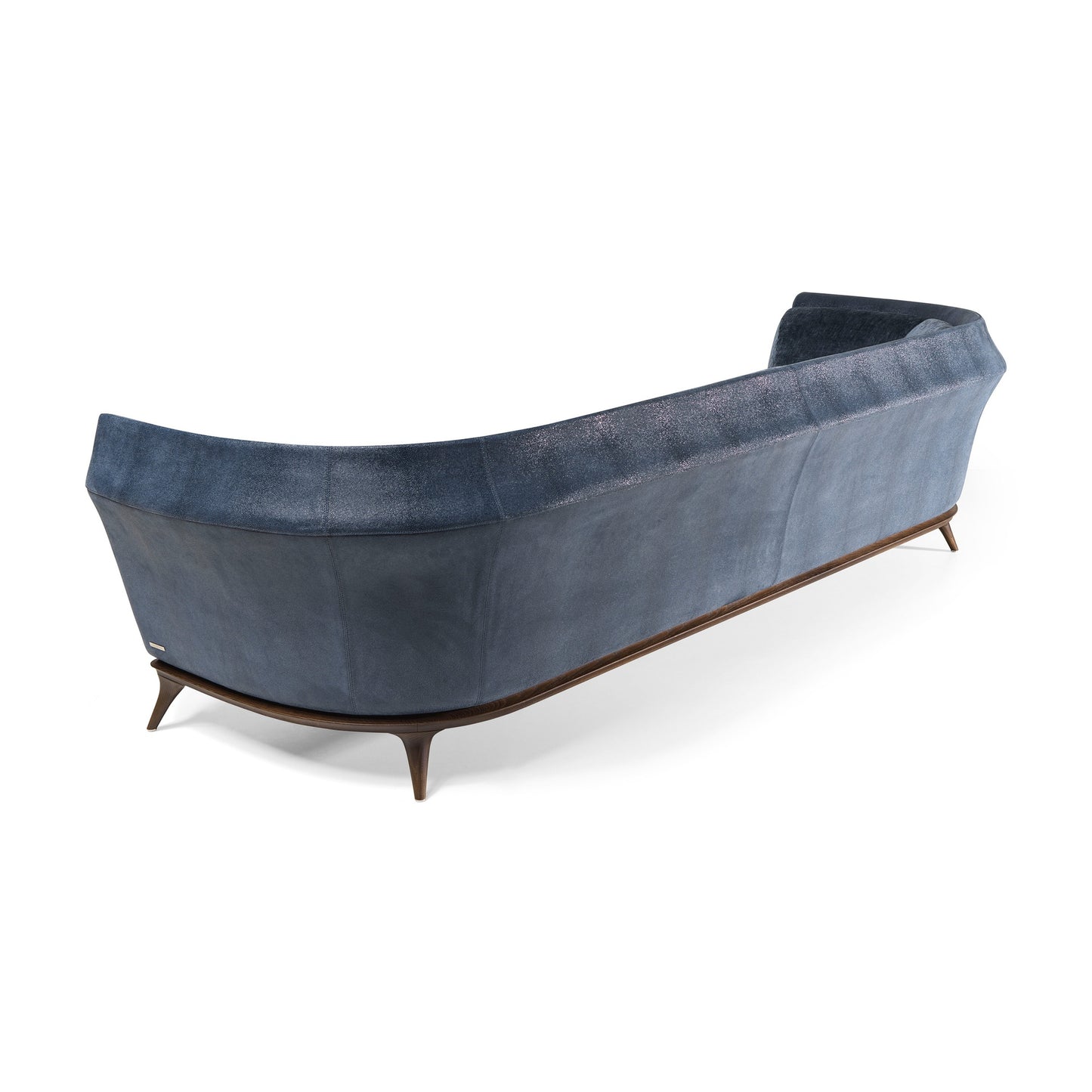 Sofá reclinable de cuero azul oscuro doble personalizable para sala de estar