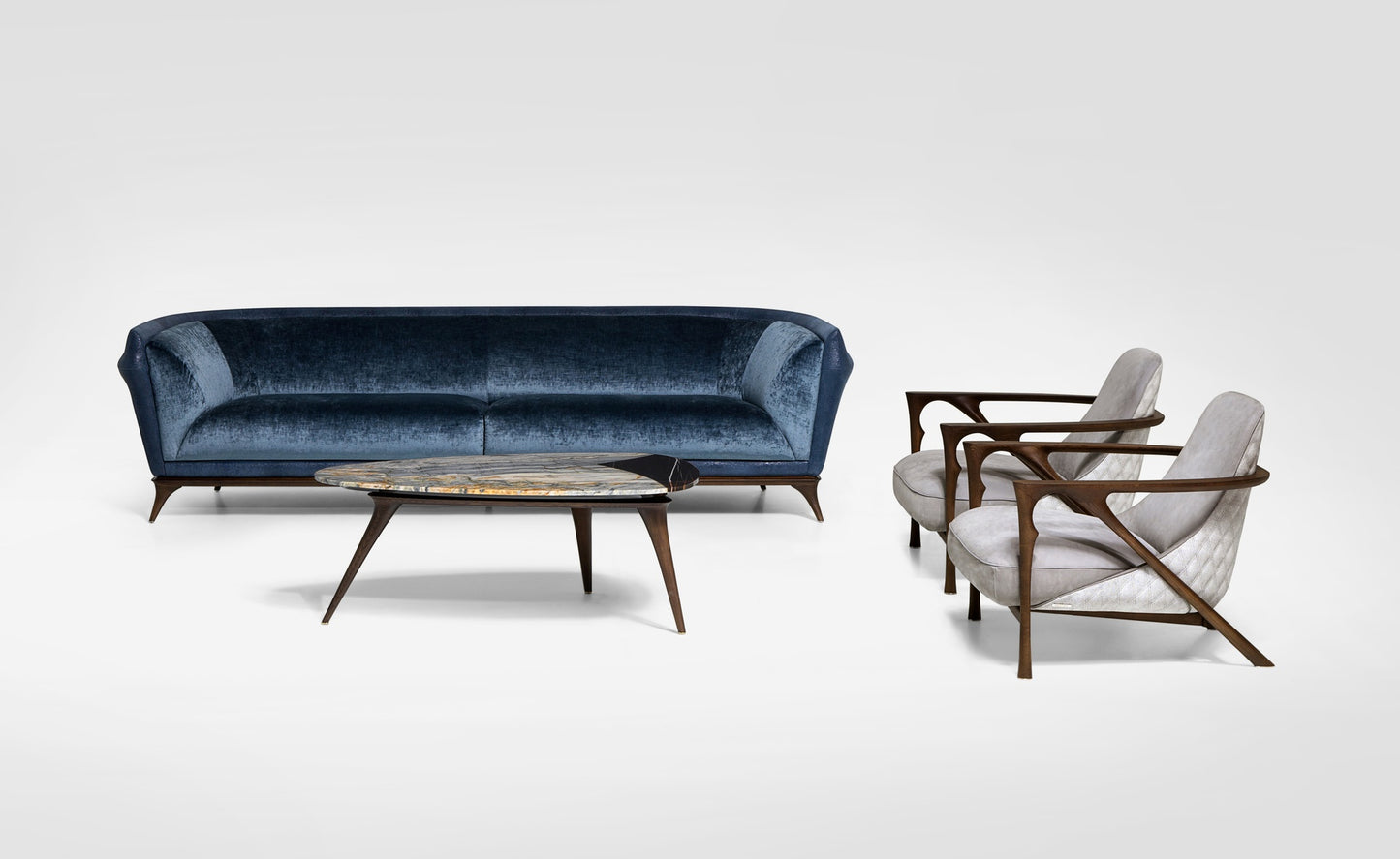 Sofá reclinable de cuero azul oscuro doble personalizable para sala de estar