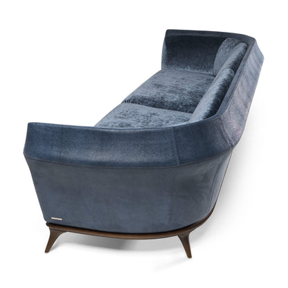 Sofá reclinable de cuero azul oscuro doble personalizable para sala de estar