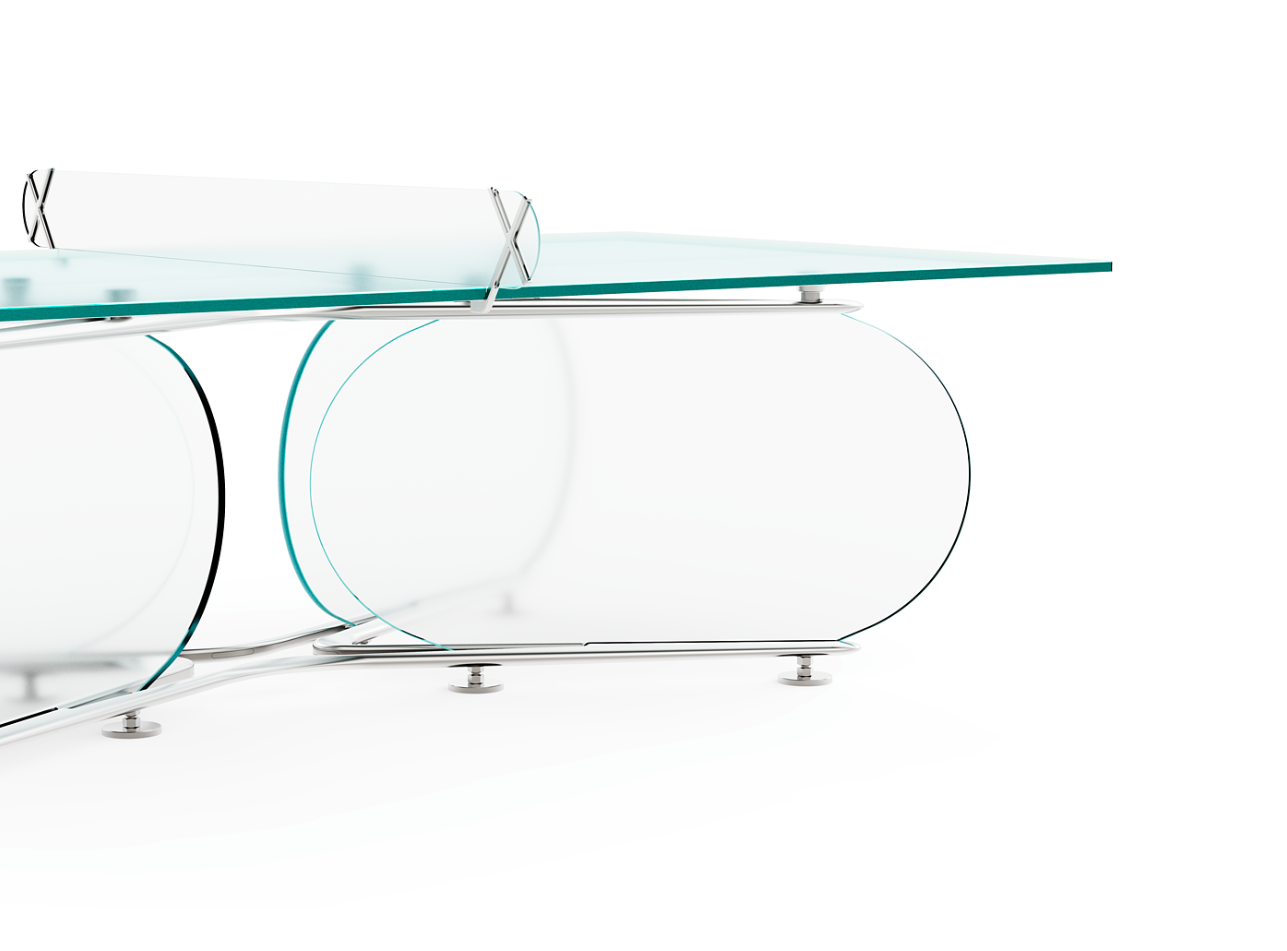 Mesa de ping pong de cristal con base redonda