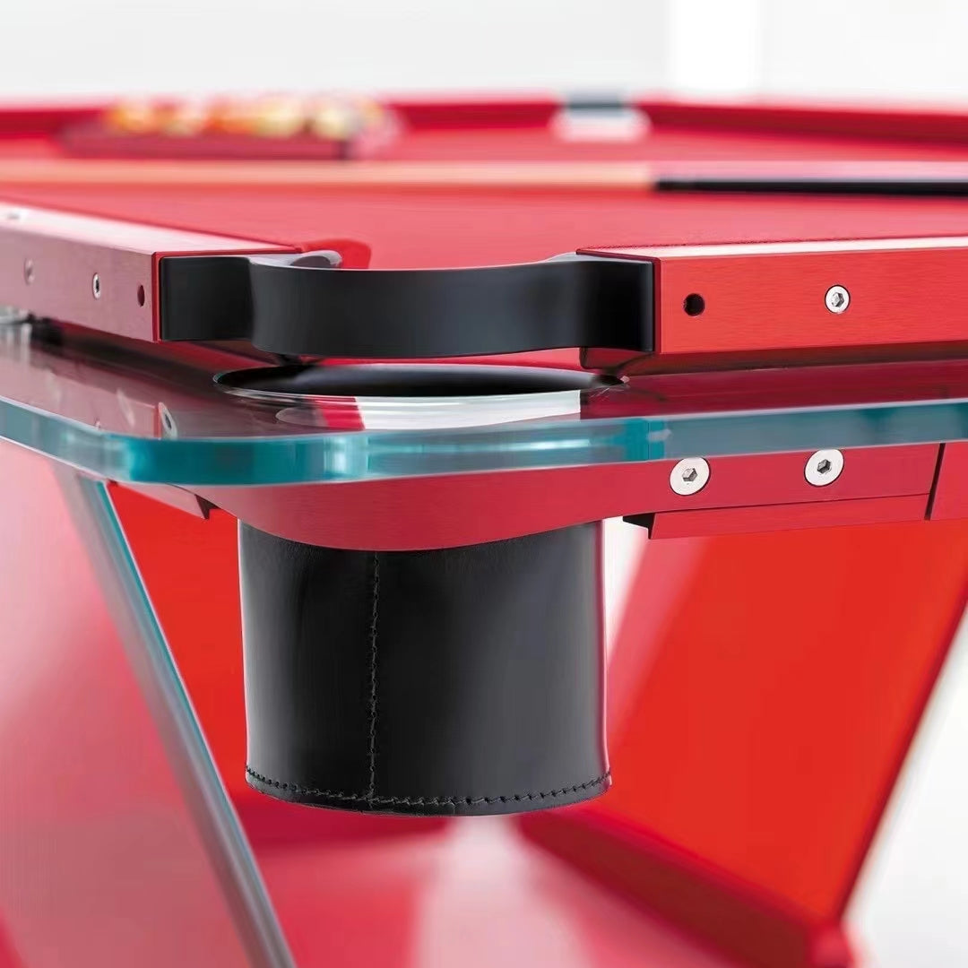 Mesa de billar de cristal rojo modelo TK de 7 a 9 pies para interiores