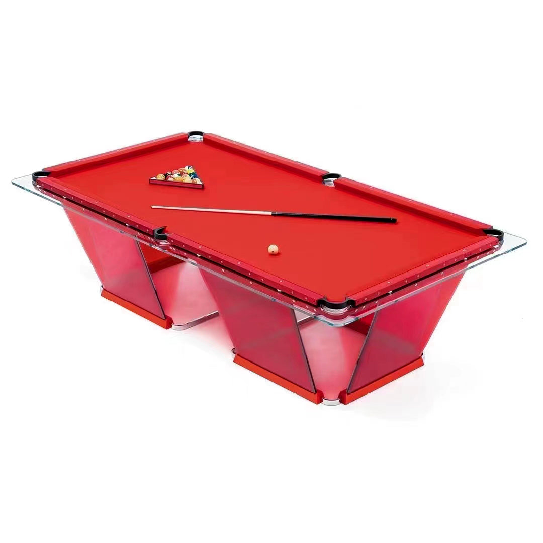 Mesa de billar de cristal rojo modelo TK de 7 a 9 pies para interiores