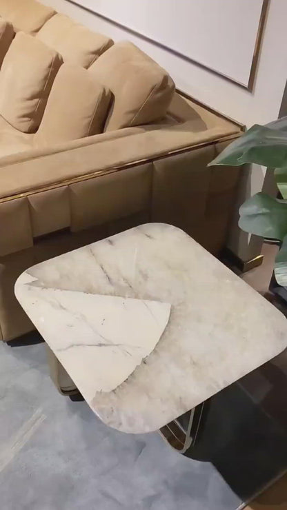 Mesa de centro de mármol de lujo moderna Mesa de centro cuadrada con tapa de mármol