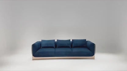 Canapé double moderne en cuir mat italien bleu de luxe super doux