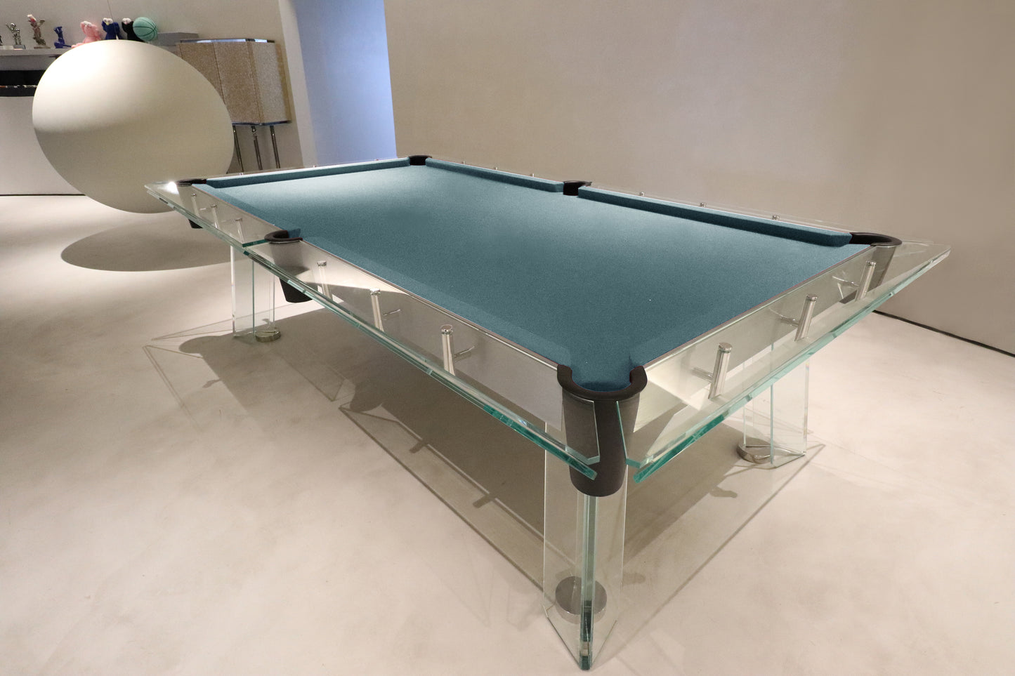 Table de billard en acier inoxydable et verre de 7 pieds, 8 pieds et 9 pieds - Bleu