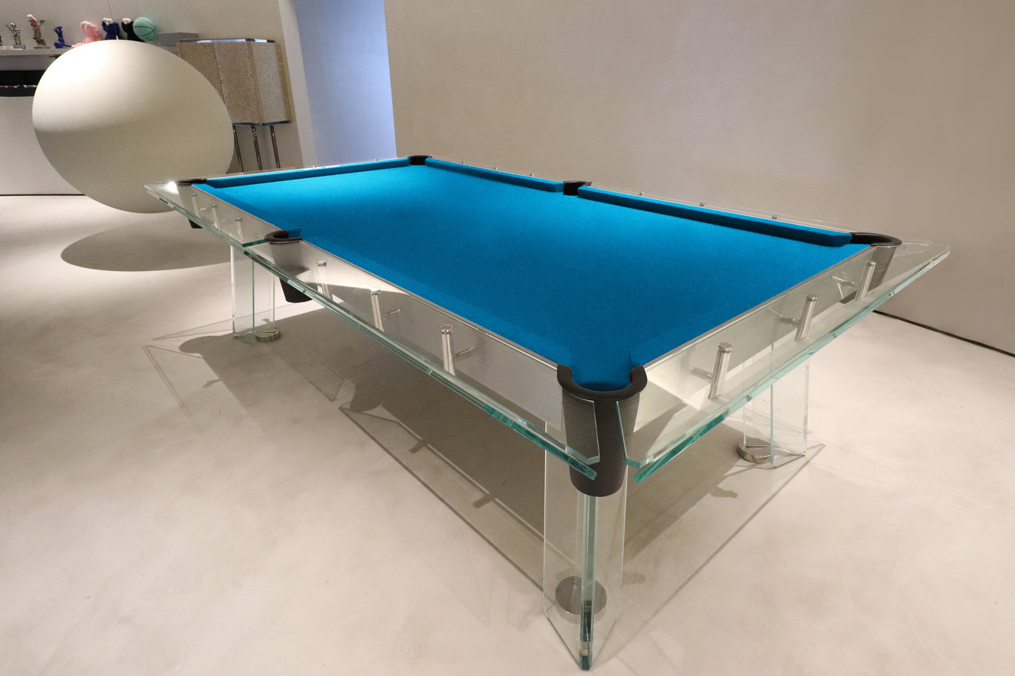 Table de billard en acier inoxydable et verre de 7 pieds, 8 pieds et 9 pieds - Bleu